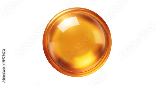 Golden button with shiny surface isolated on transparent background isolated and transparent background