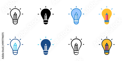 Creative director icons set multiple style collection. Editable stroke 
