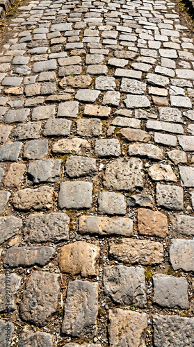 Ancient Roman Cobblestone Road Texture Background