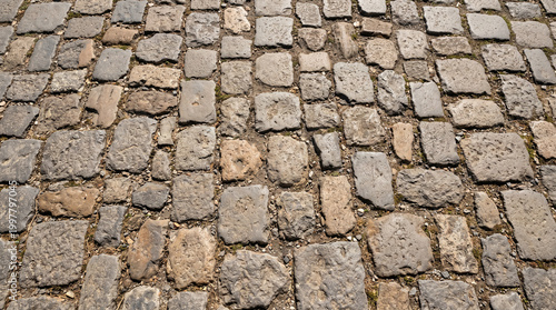 Ancient Roman Cobblestone Road Texture Background