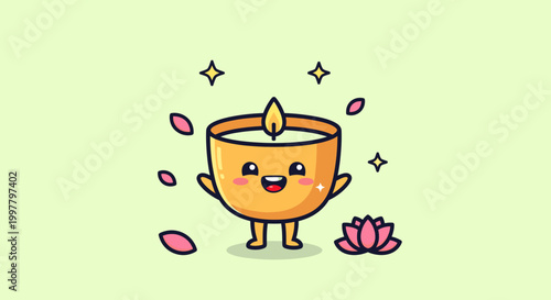Cute Cartoon Candle Character With Friendly Glow.