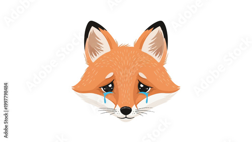 Sad orange fox face closeup emoticon.
