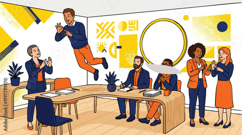 Collaborative creative agency team exploring breakthrough concepts and inclusive communication strategies in a modern workspace