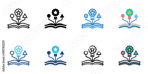 Brand storytelling icons set multiple style collection. Editable stroke 
