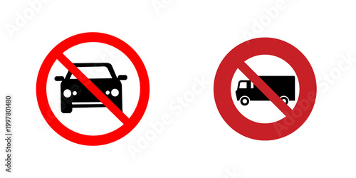 Free Download No car and truck entry signs isolated on transparent background - GFXLoad