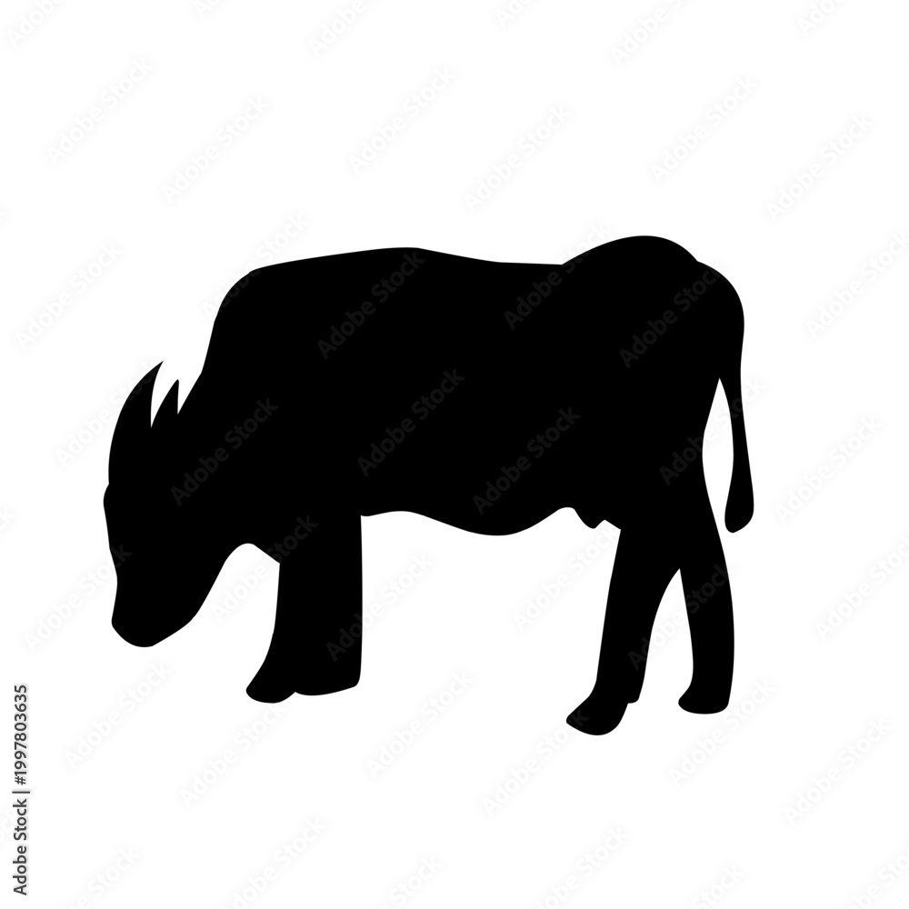 Fototapeta premium Hand Drawn Cow Silhouette Farm Animal Doodle Illustration