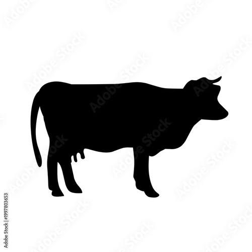 Hand Drawn Cow Silhouette Farm Animal Doodle Illustration