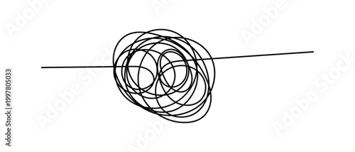 one line continuous Messy Clew Line Connected Icon. One line Insane Messy Line.