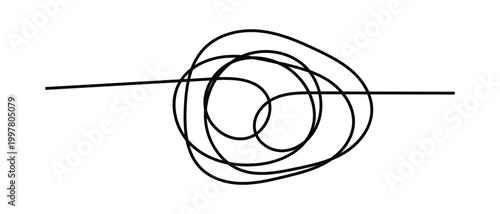 one line continuous Messy Clew Line Connected Icon. One line Insane Messy Line.