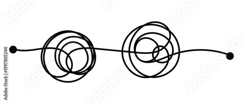 one line continuous Messy Clew Line Connected Icon. One line Insane Messy Line.