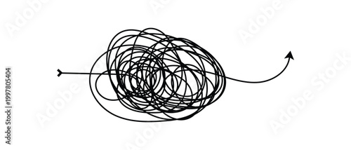 one line continuous Messy Clew Line Connected Icon. One line Insane Messy Line.