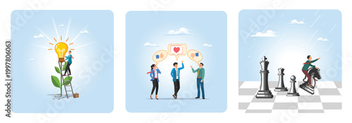 Creativity idea concept. Social feedback. Business competition.