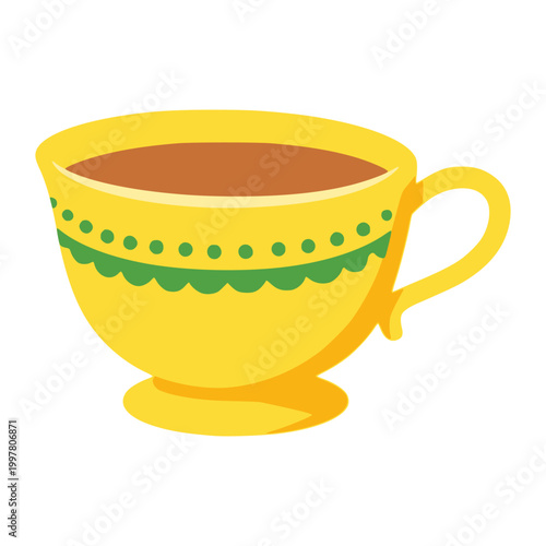 ceramic cup for coffee or tea drink flat color vector illustration template design