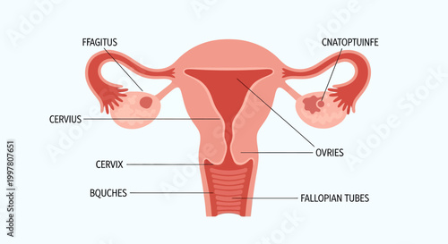 Detailed Diagram of Female Reproductive System with Labels.