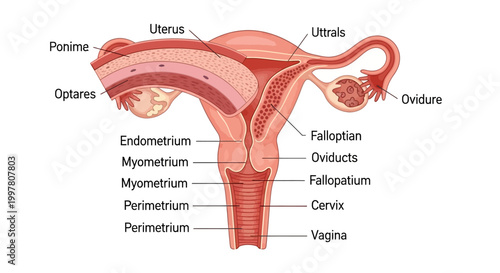 Detailed Diagram of the Female Reproductive System Anatomy.