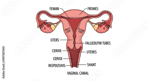 Detailed Diagram of the Female Reproductive System with Labels.