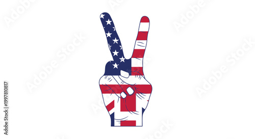 USA Flag Hand Peace Sign