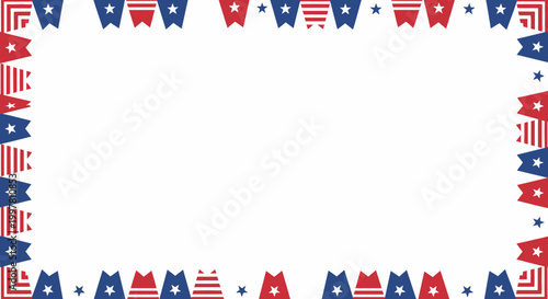 USA Patriotic Border Frame with Stars and Stripes Bunting Flags