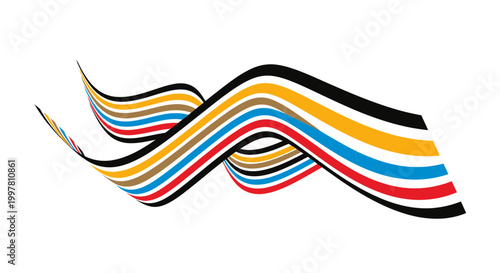 Abstract Colorful Ribbon Waves Flowing Movement