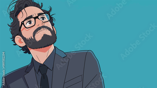Illustration of a Bearded Man in Business Attire