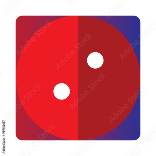 Stylized flat design dice face showing number 2 icon
