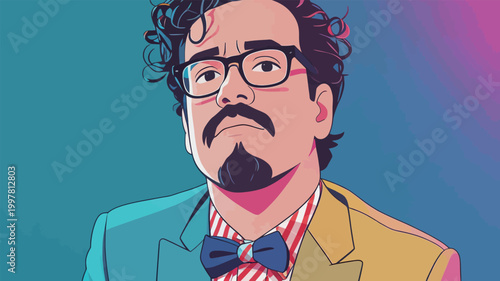 Stylized Portrait of a Curly Haired Man