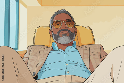 Stylish Man Relaxing in Casual Business Attire