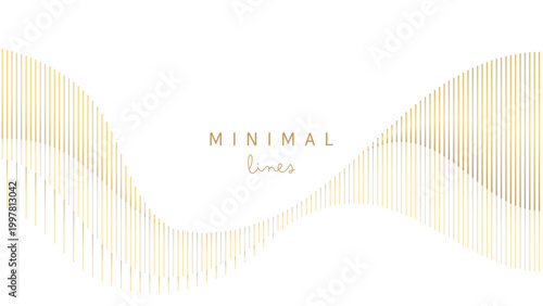 Minimalist abstract background features layers of vertical gold lines forming...