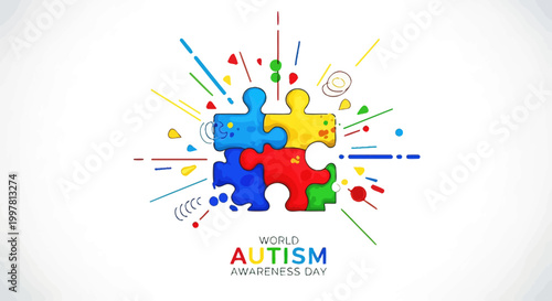 Autism Awareness Day colorful puzzle pieces.