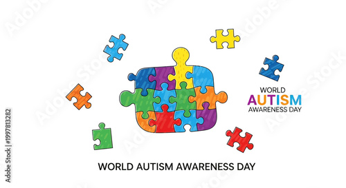 Autism Awareness Day Puzzle Pieces Symbol.