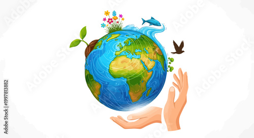 Earth Globe in Human Hand.