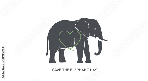 Gray Elephant with Heart Design.