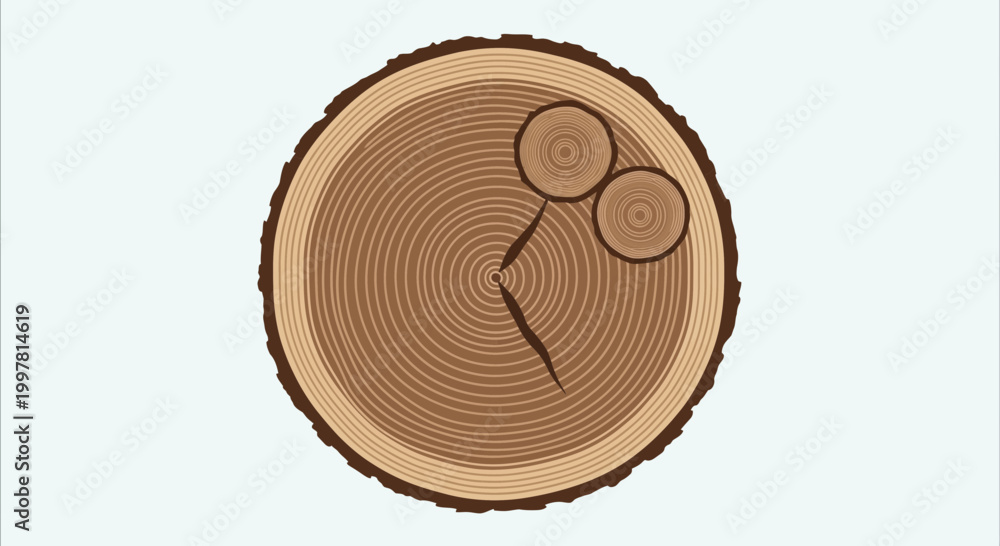 Fototapeta premium Tree Ring Clock Concept, Wood Slice Time Symbol, Growth Rings Background