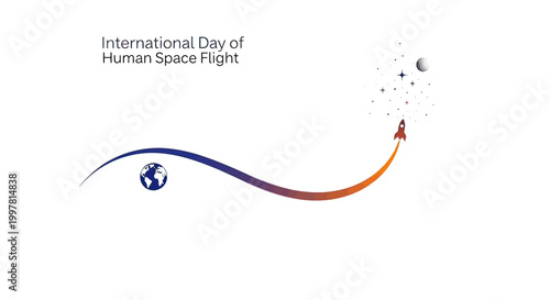 Rocket Ship Blasting into Space Orbit.