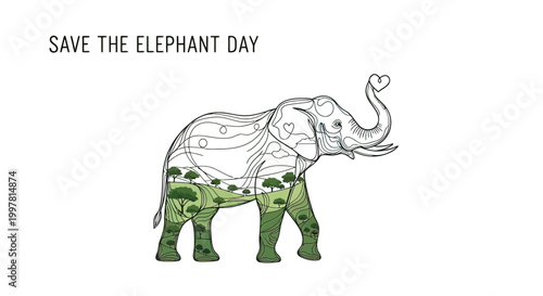 Save The Elephant Day Illustration Design.