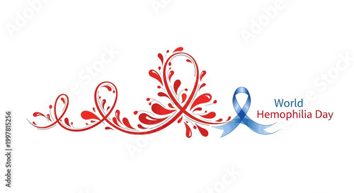 World Hemophilia Day awareness blue ribbon.