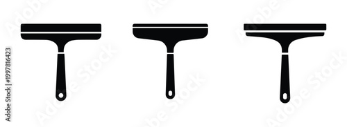 Minimalist black squeegee for window cleaning silhouette vector icon