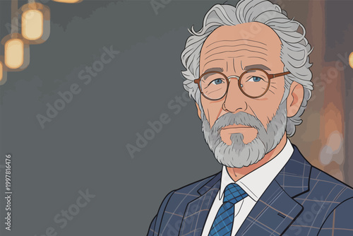 Portrait of Elderly Man in Business Suit