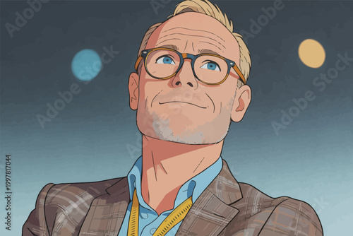 Middle - aged man in business suit illustration