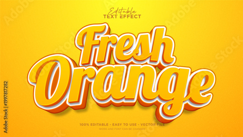 Editable orange fruits 3d text effect, cartoon text  style effect