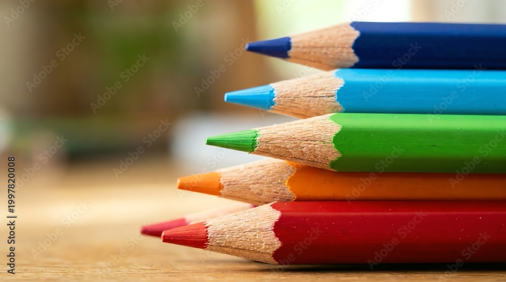 Obraz premium Colorful Pencils Stack Established for Creative Art and Drawing Use