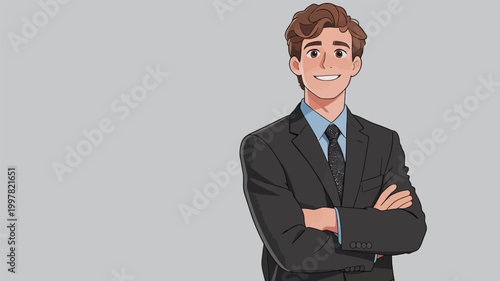 Young Professional in Formal Suit with Crossed Arms