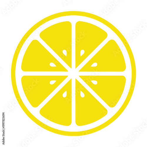 Yellow Lemon Slice Icon Fresh Citrus Fruit
