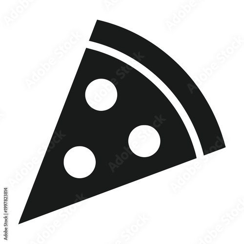 Black pizza slice icon with white dots on white background