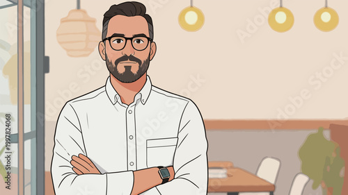 Professional Man with Beard in Office Interior