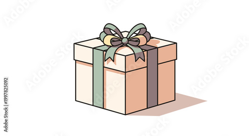 A beautifully wrapped gift box with a ribbon and bow, presented on a white background with a subtle shadow.