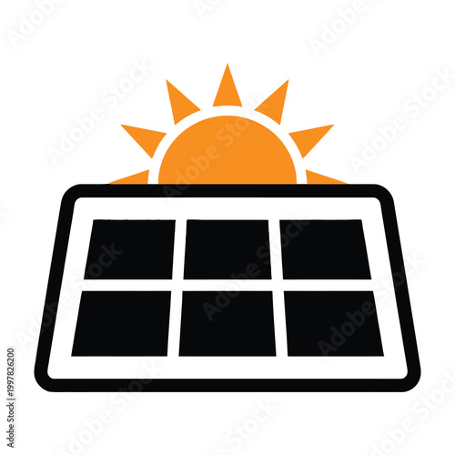 Solar panel with sun in background renewable energy