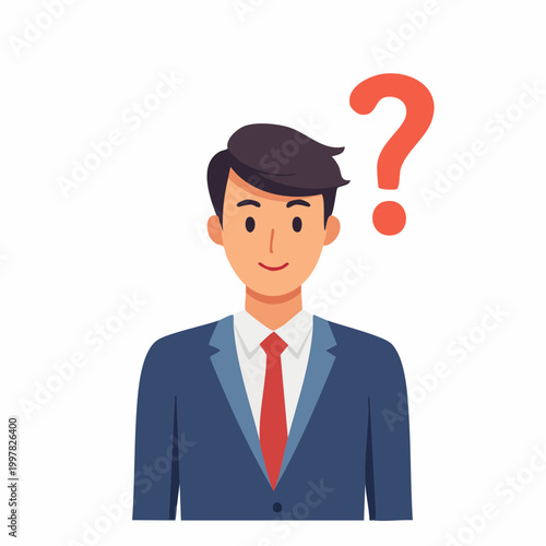 疑問を抱くビジネスマンのシンプルイラスト