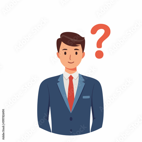 疑問を抱くビジネスマンのシンプルイラスト
