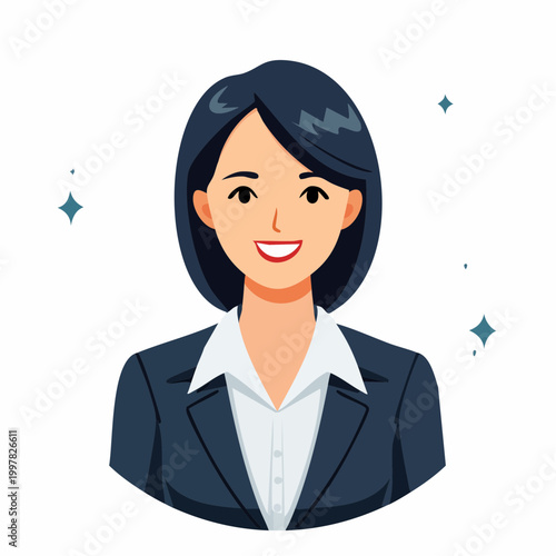 自信に満ちた成功するビジネスウーマンのシンプルイラスト